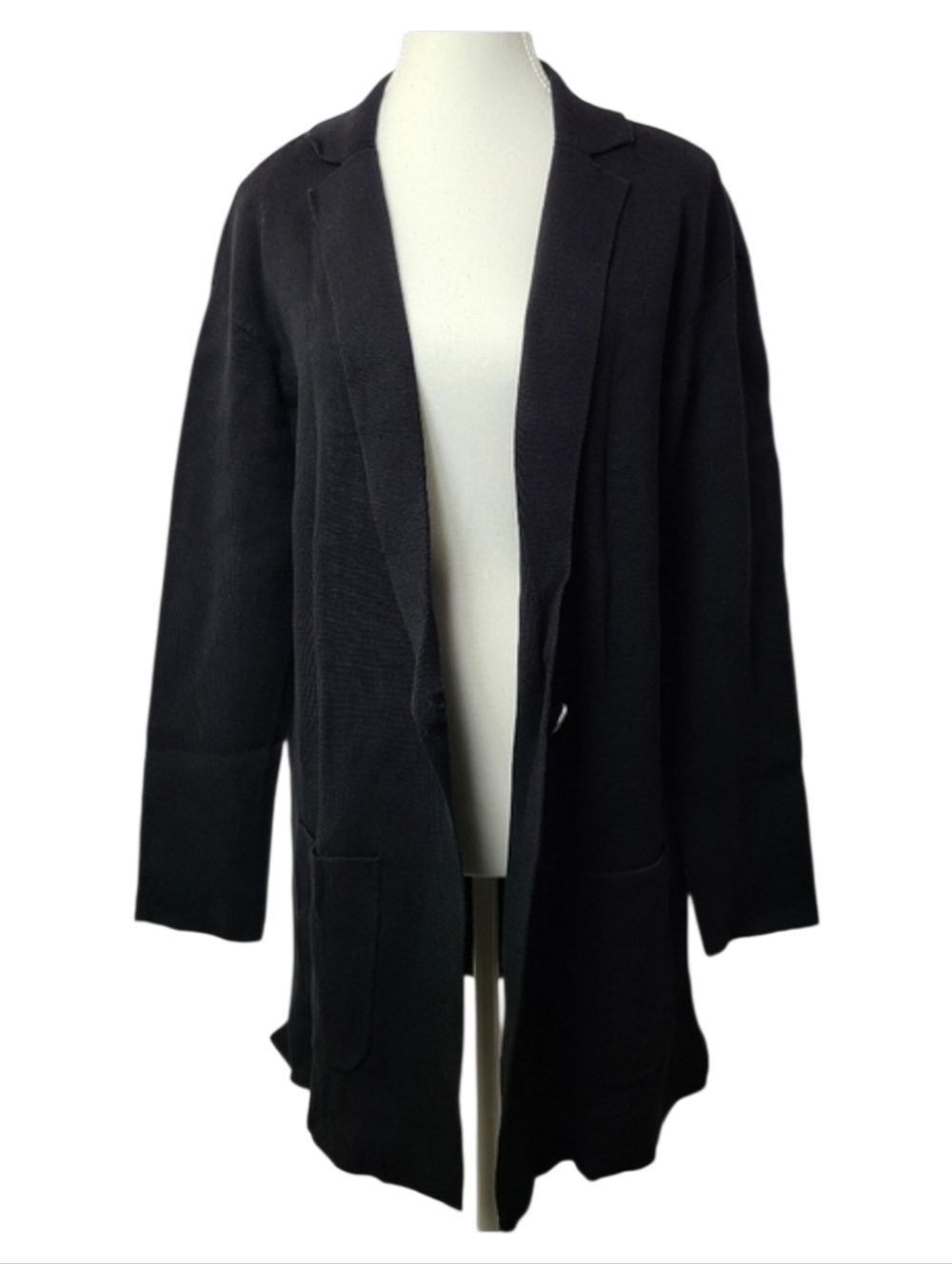 Talbots Black Knit Blazer Women’s Medium Thick Knit Jacket Pockets Classic